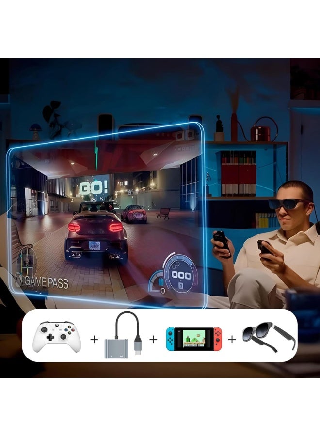 LR Nexus USB-C Hub to AR Glasses Converter and Charging Adapter is plug-and-play and compatible with mobile phones, Steam Deck, Switch 1st, ROG Ally, laptops, etc. - Image 4